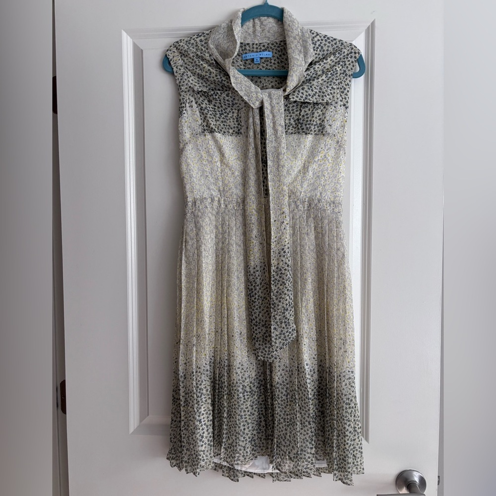 ANTONIO MELANI Floral Pleated Tie-Neck Dress Size 6